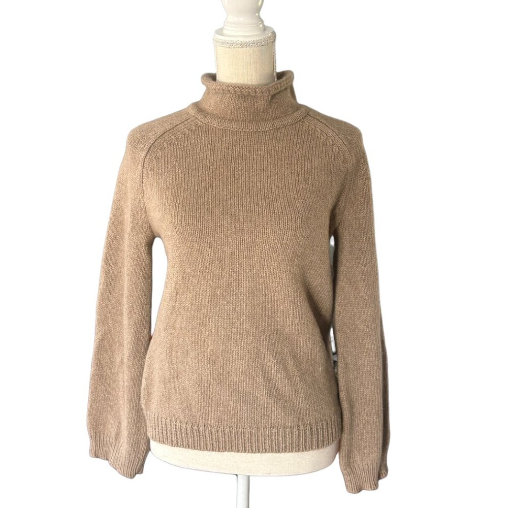 Sally Lapointe Cashmere Turtleneck Sweater cappuccino brown XS/S tan